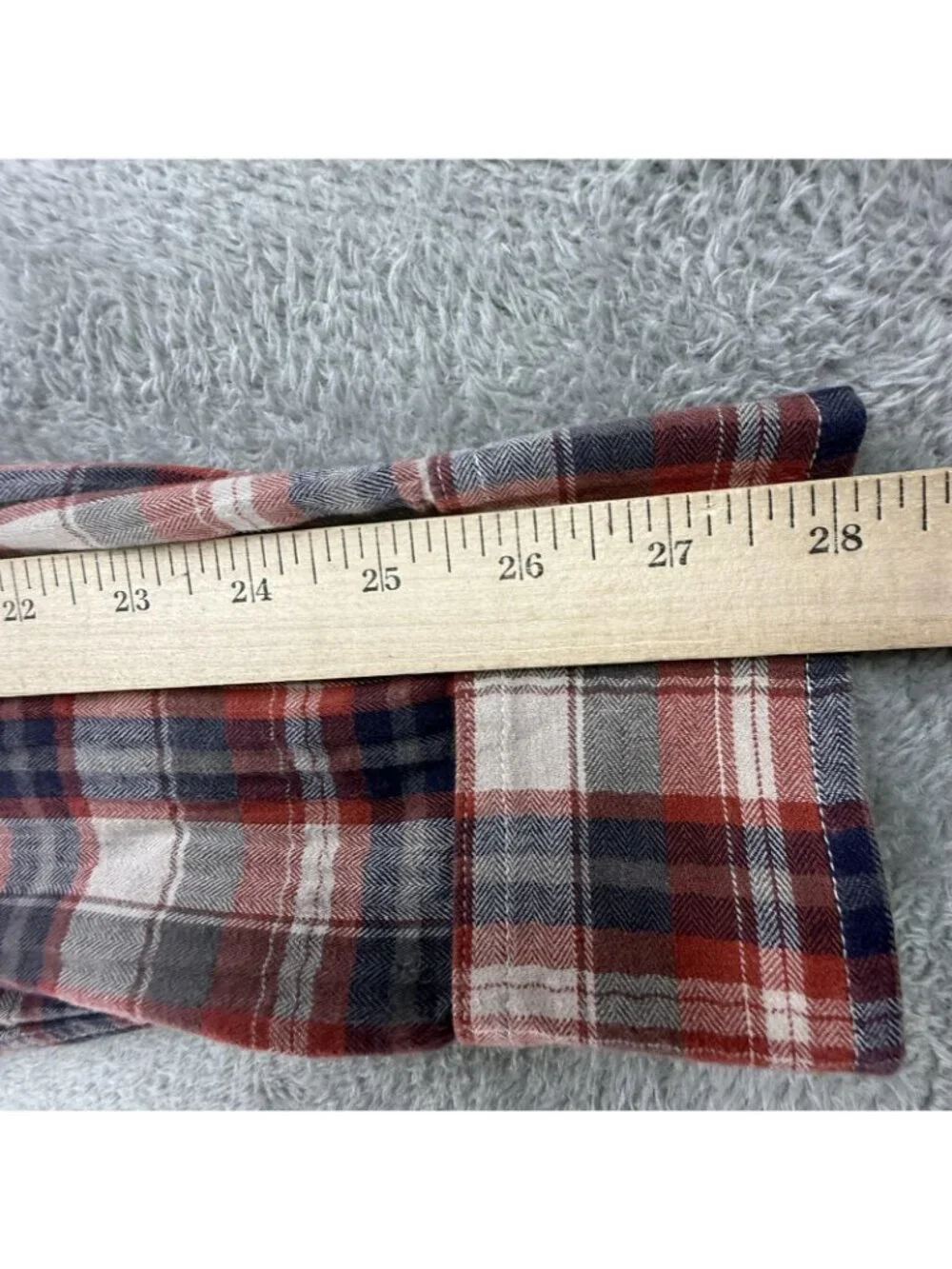 Rag & Bone Shirt Mens Large Red Plaid Flannel Button Up Long Sleeve Pocket USA